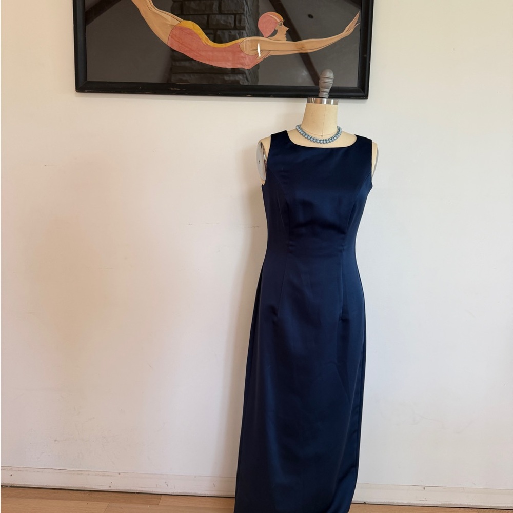 Elegant Navy Blue Sleeveless Maxi Dress Michelangelo